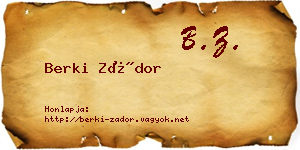 Berki Zádor névjegykártya